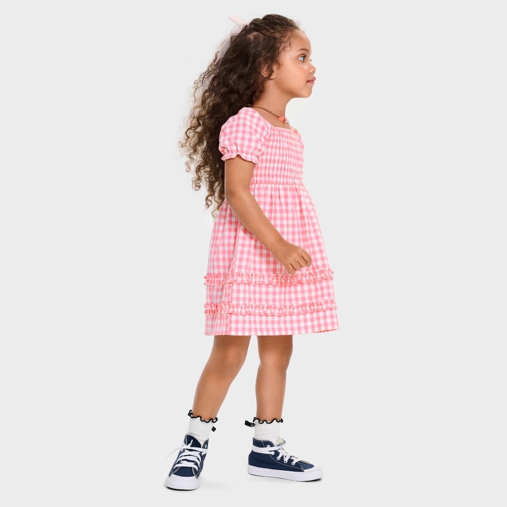 NWT The Children’s Place Pink Gingham Smocked Poplin Girls’ Dress- 3T